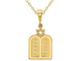 Ten Commandments & Star of David Pendant Necklace Charm in 14K Yellow Gold with Chain
